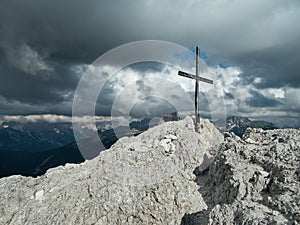 Memory od world war 1 in dolomites at sass de stria photo