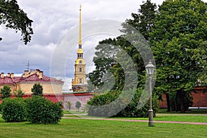 Fortness of St. Peter and Pavel and the park in St-Petersburg, R photo