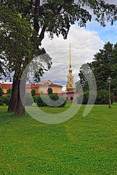 Fortness of St. Peter and Pavel and the park in St-Petersburg, R photo