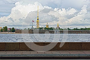 Fortness of St. Peter and Pavel and river Neva in St-Petersburg, Russia photo