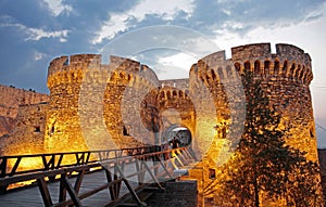 The fortress of Belgrade Serbia by night