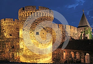 The fortress of Belgrade Serbia by Night