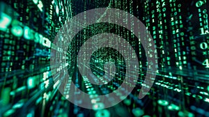 A fortress of binary codes and encryption algorithms defending your digital wallet against cyber attacks photo