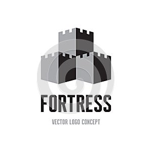 Fortress - creative logo sign concept. Castle tower abstract illustration. Vector logo template
