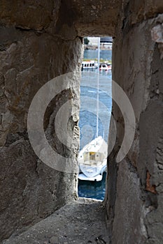 Fortress embrasure to the sea photo