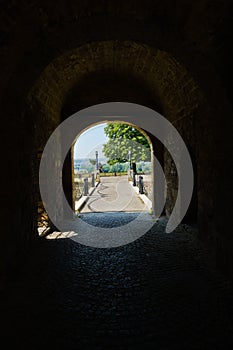 Fortress gate with a wooden bridge at Kalemegdan fortress, Belgrade