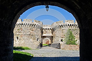 Fortress gate with a wooden bridge at Kalemegdan fortress, Belgrade