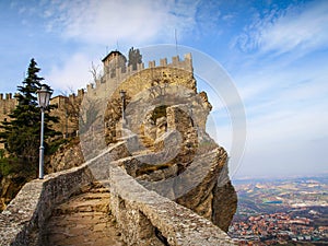 The Fortress Guaita viewed from The Pass of the Witches, San Marino