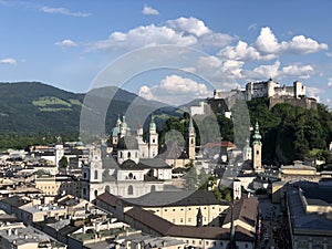 The Fortress Hohensalzburg and the old town