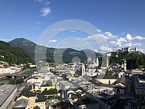 The Fortress Hohensalzburg and the old town of Salzburg