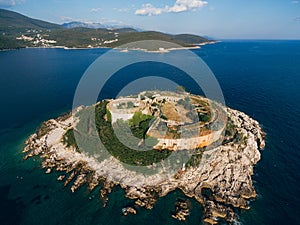 Fortress on the island of Mamula in the Kotor Bay. Montenegro