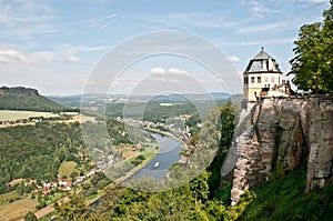 Fortress Koenigstein and river Elbe