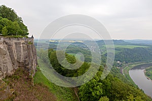 Fortress Konigstein. View to Elbe river from Konigstein fortress at Germany