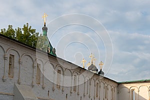 Fortress Kremlin wall and tower in the Aleksandrovskaya Sloboda