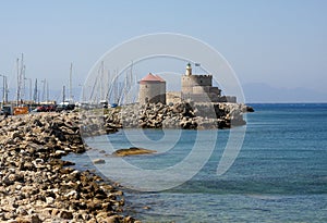 Fortress and lighthouse at Rhodes island