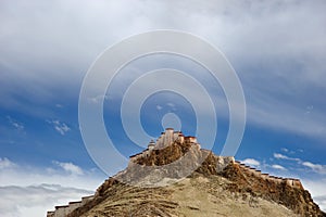 Fortress on mountain in Tibet