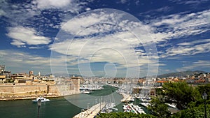 Fortress in old port in Marseille, popular tourist attraction in France, travel