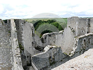 Fortress Philippe Auguste in ruins in the medieval village of Yevre chatel