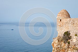 Fortress of Rethymno and sea in the background