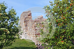 Fortress ruins in Bomarsund in autumn