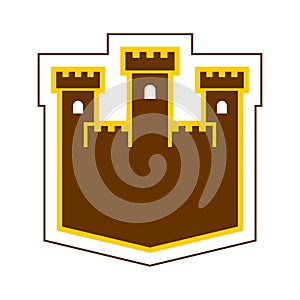 Fortress sign logo. Castle Tower symbol. Old outpost icon