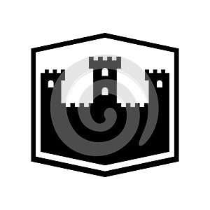 Fortress sign logo. Castle Tower symbol. Old outpost icon