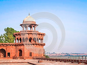 The fortress at Taj Mahal. Yamuna riverside, UNESCO World Heritage Site, Agra, Uttar Pradesh, India,