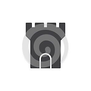 Fortress tower icon vector, filled flat sign, solid pictogram isolated on white