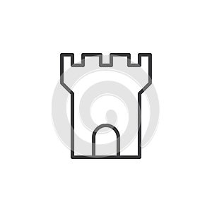 Fortress tower line icon, outline vector sign, linear style pictogram isolated on white