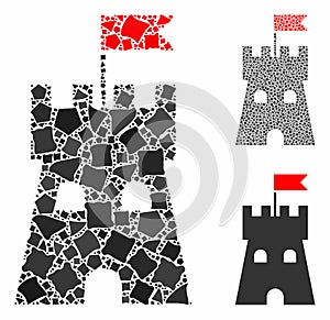 Fortress tower Mosaic Icon of Bumpy Pieces