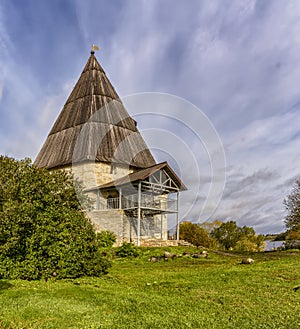 A fortress in the village of Staraya Ladoga on the banks of the Volkhov River