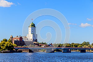 The fortress of Vyborg. Historic building. City sight. Travel to Russia. Finnish buildings. Architecture Of Finland. copy space .