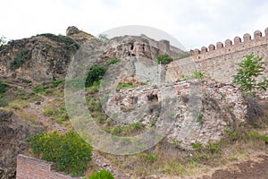 The fortress wall of the medieval Narikala fortress in Tbilisi.