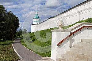 The fortress wall of the New Jerusalem Monastery in Istra, Moscow Region.