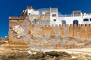 Fortress wall of old Essaouira town on Atlantic ocean coast, Morocco