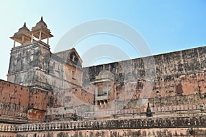 Fortress Walls of Amer Fort or Amber Palace in Jaipur, Rajasthan