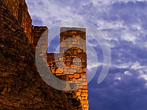 Fortress walls and heavy clouds at twilight, Kalemegdan fortress in Belgrade