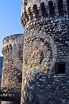 Fortress walls and heavy clouds at twilight, Kalemegdan fortress in Belgrade