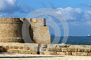 Fortress walls of the old city of Acre in northern Israel