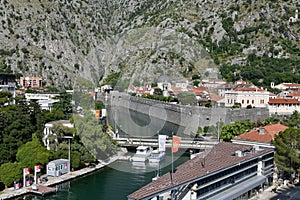 Fortress Walls surrounding the ancient old town of Kotor in Montenegro