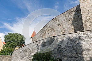 Fortress walls and towers of Tallinn, Vaike-Kloostri Street, Tallinn, Estonia