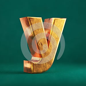 Fortuna Gold Letter Y lowercase on Tidewater Green background