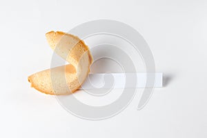 Fortune Cookie With Blank Slip Isolated on White