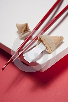 Fortune Cookie and Chopsticks on White Board