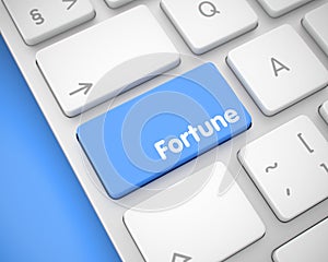 Fortune - Inscription on the Blue Keyboard Button. 3D.