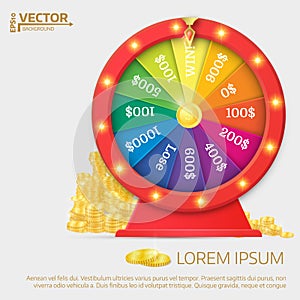 Fortune spinning wheel. Gambling concept, win jackpot in casino
