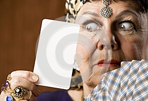 Fortune Teller with Blank Tarot Card photo