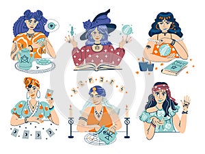 Fortune Teller Characters Flat Set