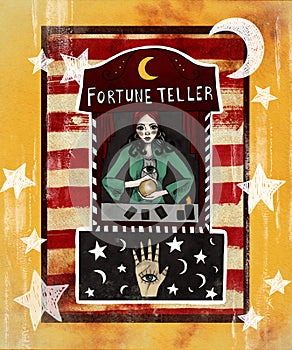 Fortune teller. Circus vintage poster