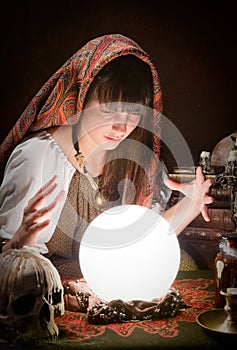 Fortune-teller and a crystal ball